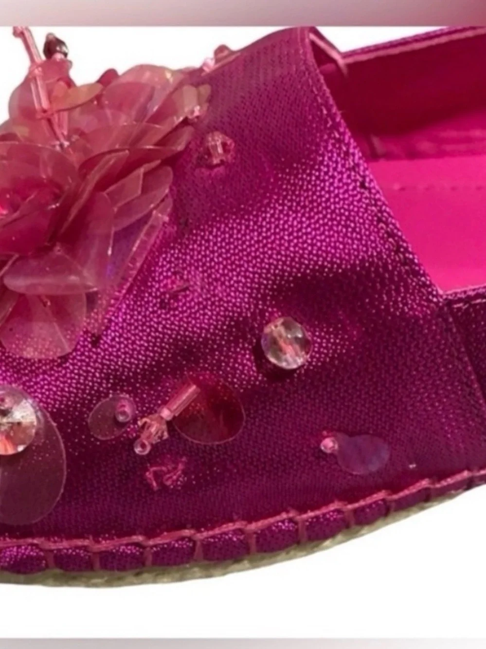 Dior Fushia Embellished Espadrille Flats Pink Authentic size 8.5